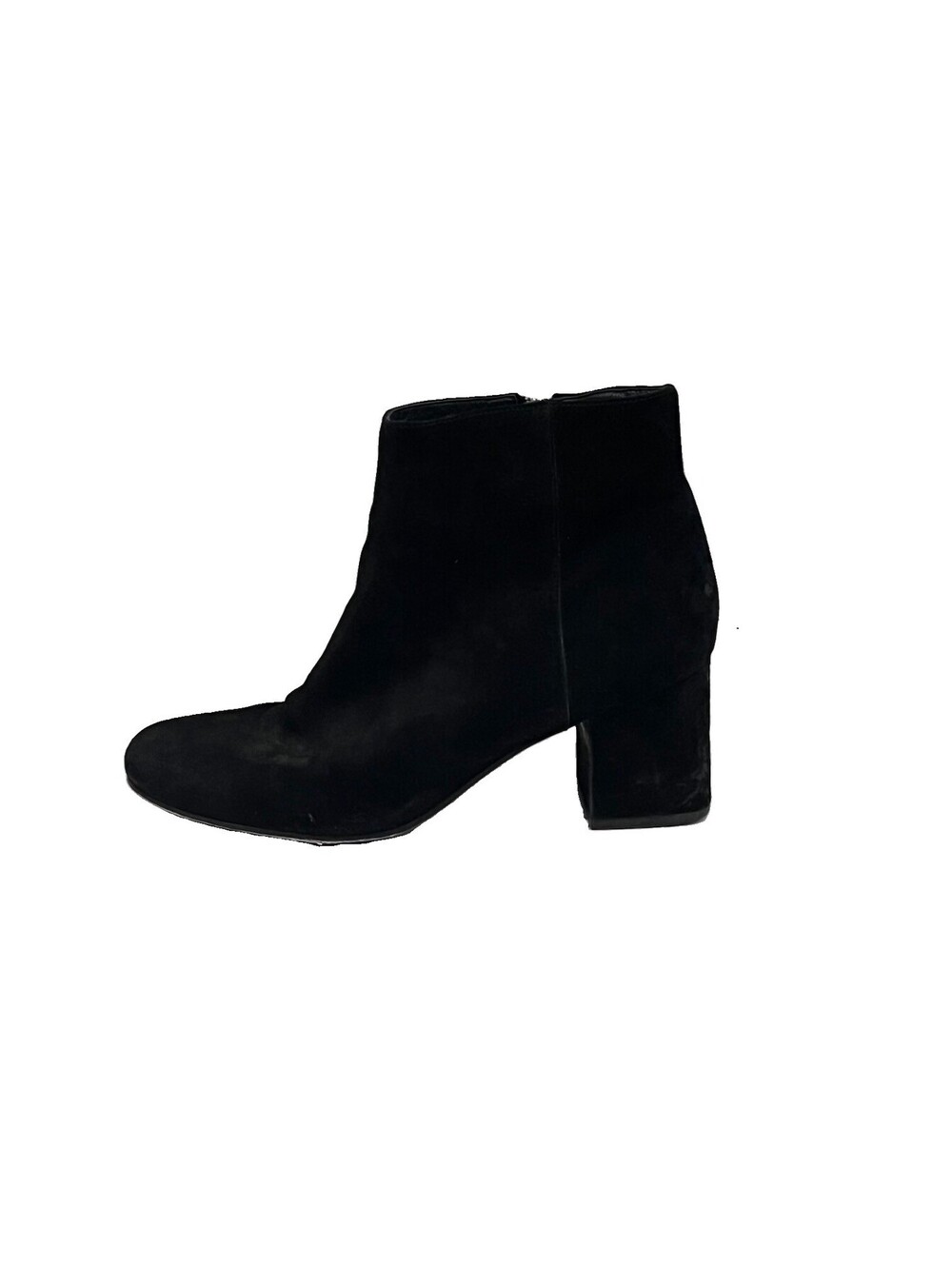 Via Spiga Ankle Boots Women 8M Black Suede Leather Block Heel Quiet Luxury Goth